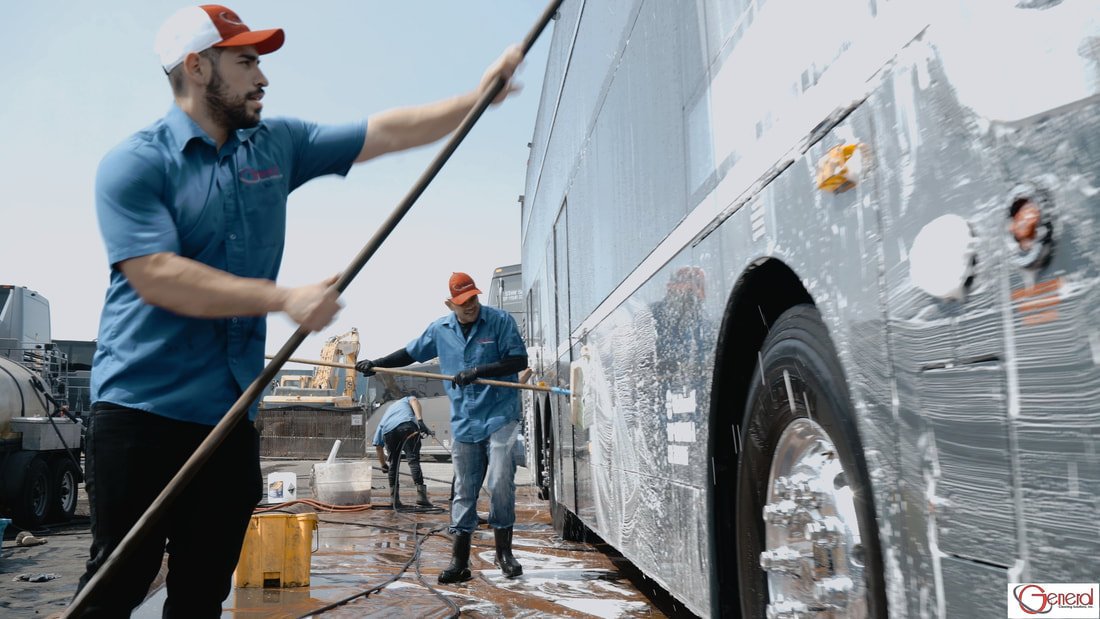 Bus exterior washing