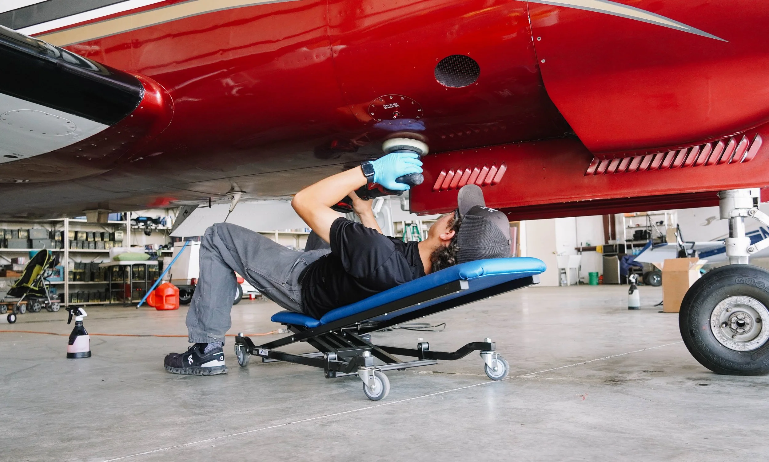 Aircraft fuselage polishing and paint correction